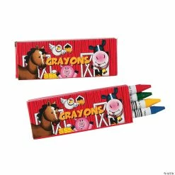 Wholesale ⭐ 4-Color Farm Party Crayons - 24 Boxes 🌟