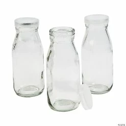 Hot Sale 😀 Clear Glass Milk Bottles with Lids - 12 Pc. 🎉