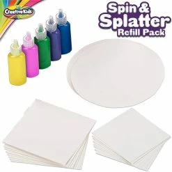 Best deal 🎁 Creative Kids Spin & Paint Refill Pack - 8 x Large Cards - 8 x Small Cards - 4 x Round Cards - 5 Bottles of Colored Paint 😀