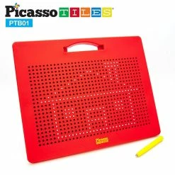 Coupon 🛒 PicassoTiles - Large 12"x10" Magnetic Drawing Board w/ 748 Beads PTB01 ⭐